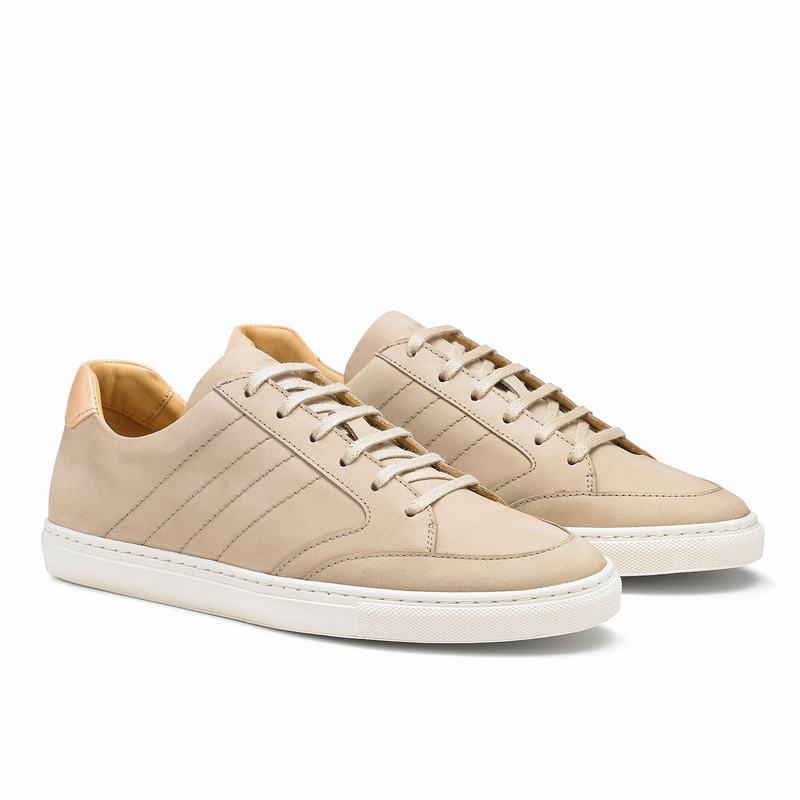 Khaki Russell And Bromley Retrospect Men's Low Top Sneakers | OVJ2735OX