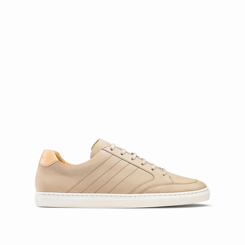 Khaki Russell And Bromley Retrospect Men\'s Low Top Sneakers | OVJ2735OX