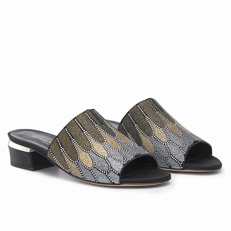 Metallic Russell And Bromley Feathers Women's Mules | KAQ7453EK