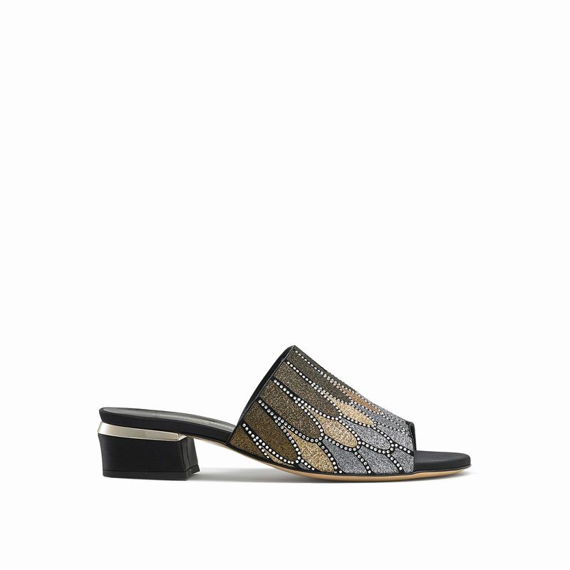 Metallic Russell And Bromley Feathers Women\'s Mules | KAQ7453EK