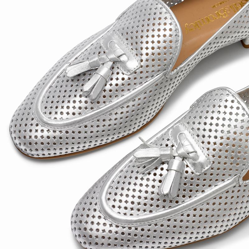 Metallic Russell And Bromley Perfect Women's Loafers | UHX4567LJ