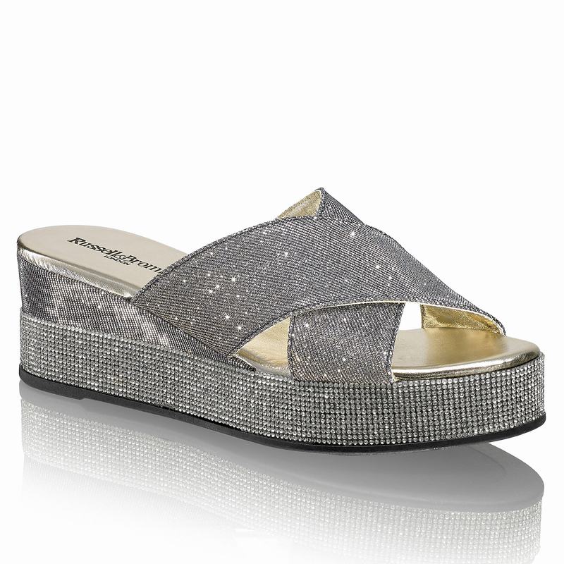 Metallic Russell And Bromley Plaza Luxe Women's Wedge Sandals | IZF6882UU