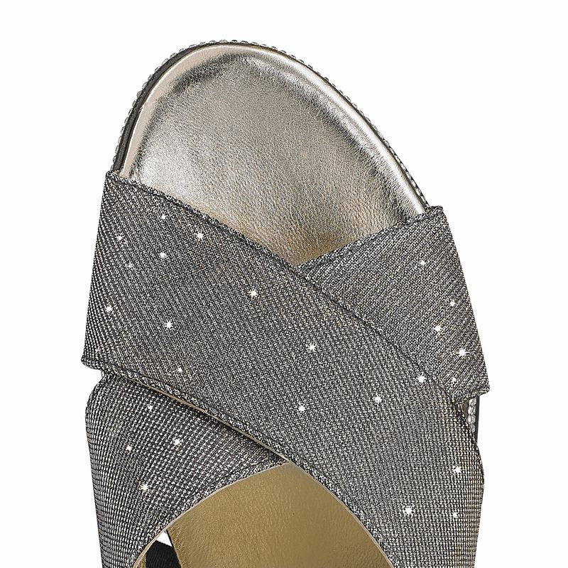 Metallic Russell And Bromley Plaza Luxe Women's Wedge Sandals | IZF6882UU