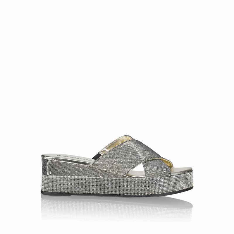 Metallic Russell And Bromley Plaza Luxe Women\'s Wedge Sandals | IZF6882UU