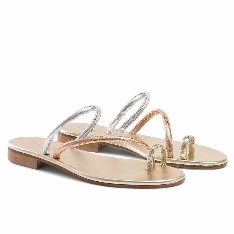 Metallic Russell And Bromley Quartz Women's Flat Sandals | UTE1174YC