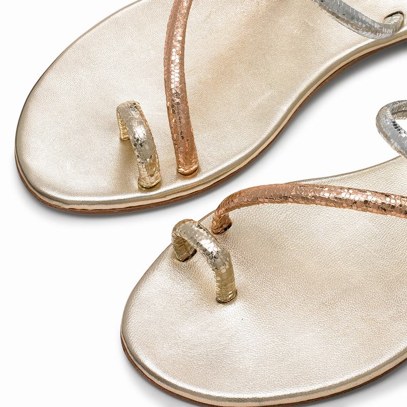 Metallic Russell And Bromley Quartz Women's Flat Sandals | UTE1174YC