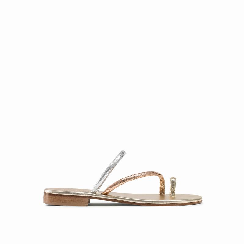 Metallic Russell And Bromley Quartz Women\'s Flat Sandals | UTE1174YC
