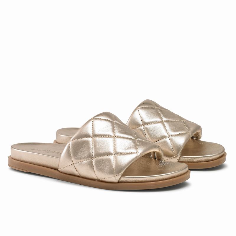Metallic Russell And Bromley Quiltsoft Women's Mules | JSJ9020JX