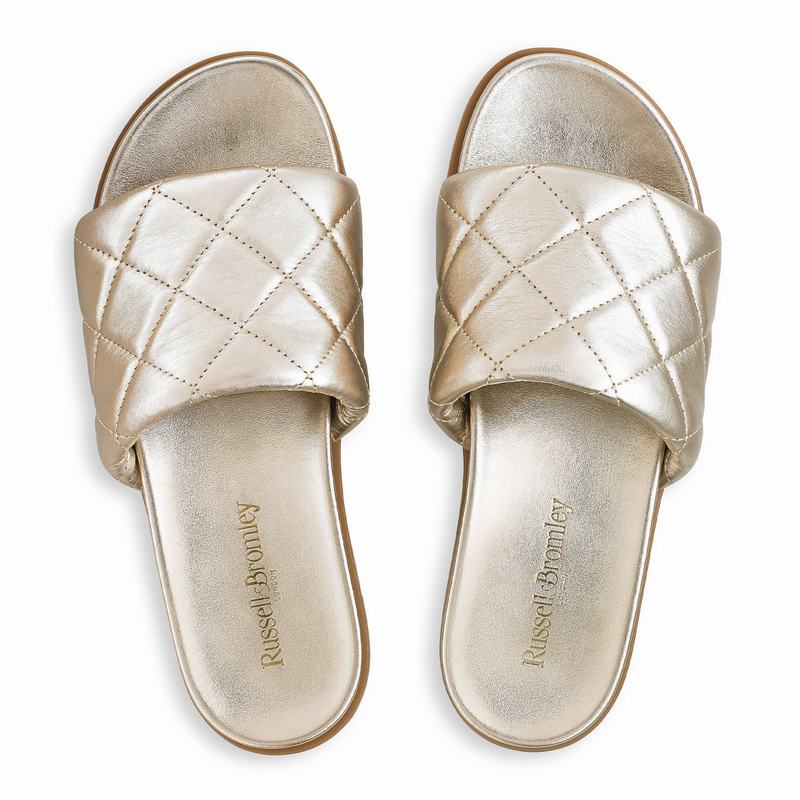 Metallic Russell And Bromley Quiltsoft Women's Mules | JSJ9020JX