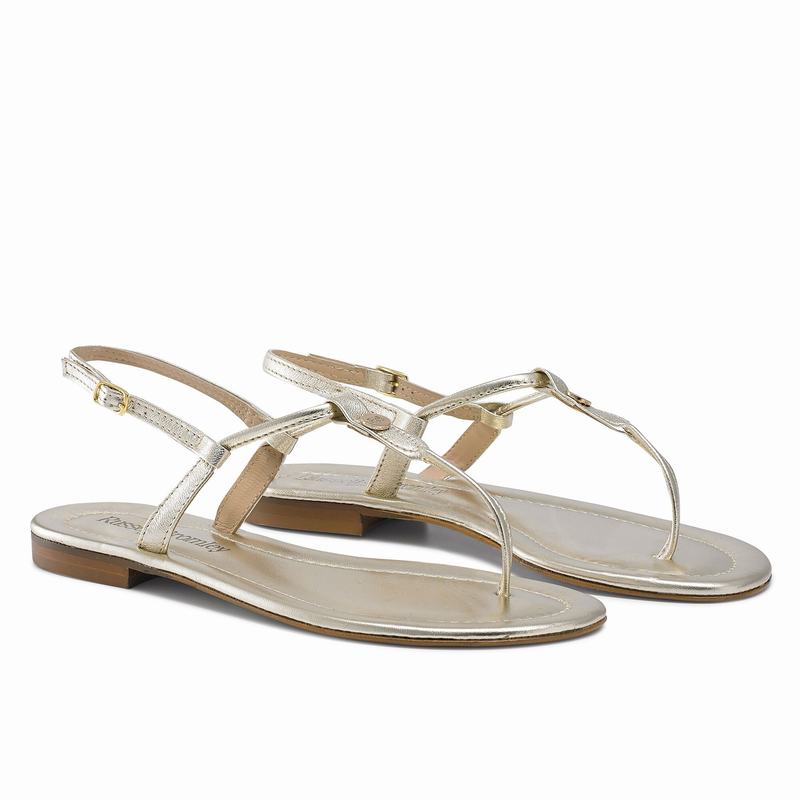 Metallic Russell And Bromley Thongbird Women's Flat Sandals | HXR2249KS
