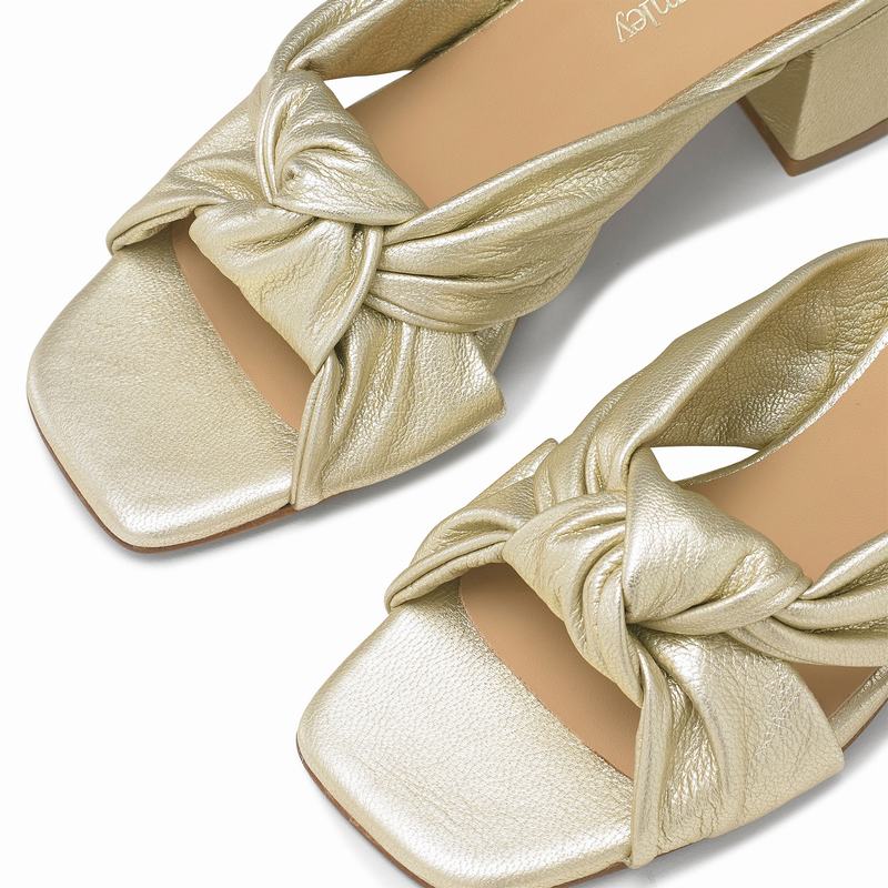 Metallic Russell And Bromley Top Knot Women's Wedge Sandals | FEC8946NB
