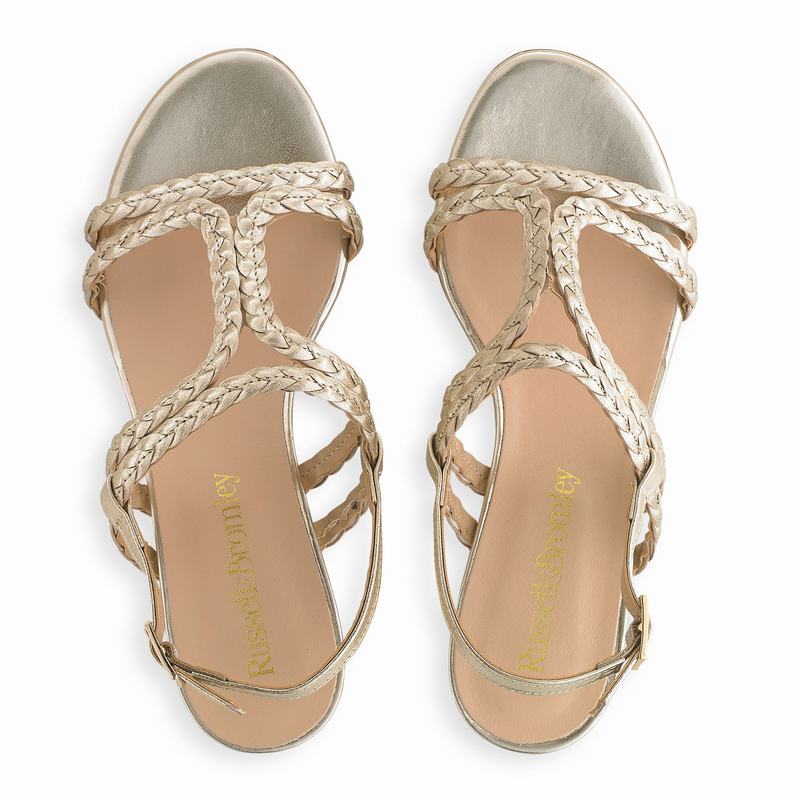 Metallic Russell And Bromley Twister Women's Wedge Sandals | PHR2770YK