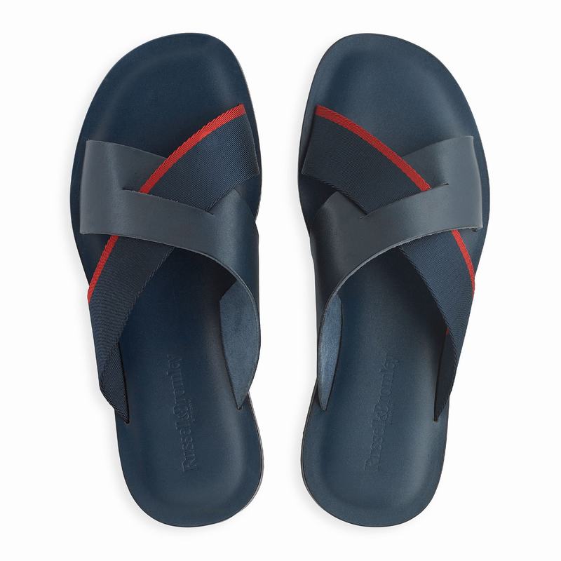 Navy Russell And Bromley Fab Men's Sliders | BKU1372XV