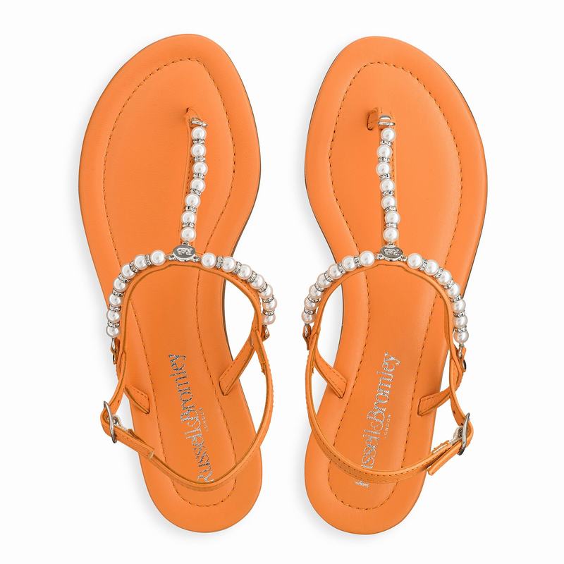 Orange Russell And Bromley Pearly Women's Flat Sandals | CYI7041LF