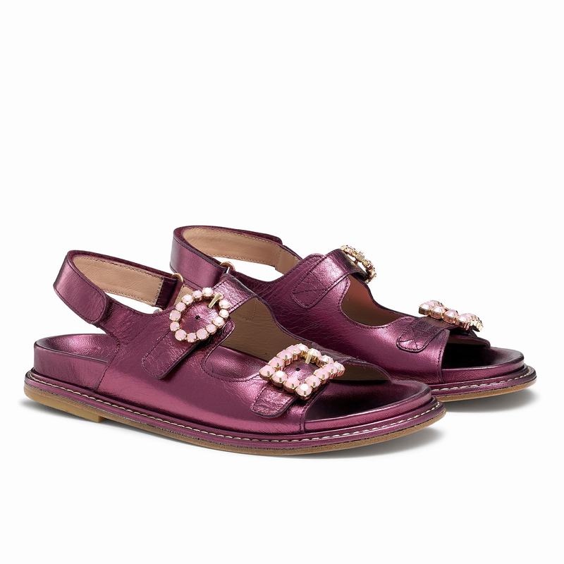 Purple Russell And Bromley Glamour Women's Flat Sandals | VLX3996VJ