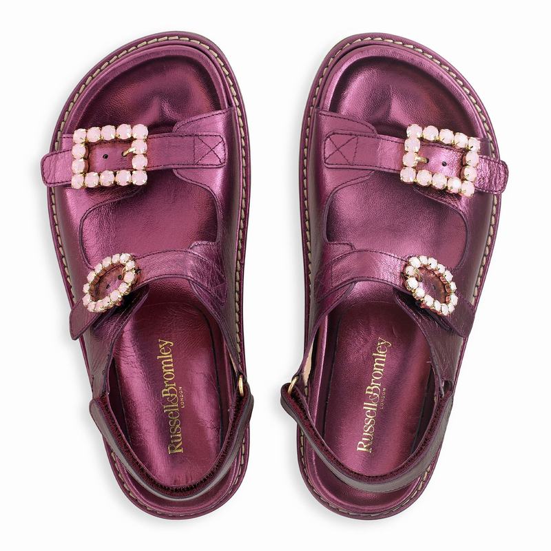 Purple Russell And Bromley Glamour Women's Flat Sandals | VLX3996VJ