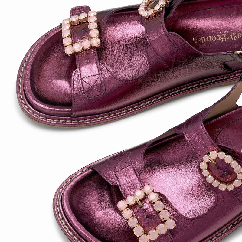 Purple Russell And Bromley Glamour Women's Flat Sandals | VLX3996VJ