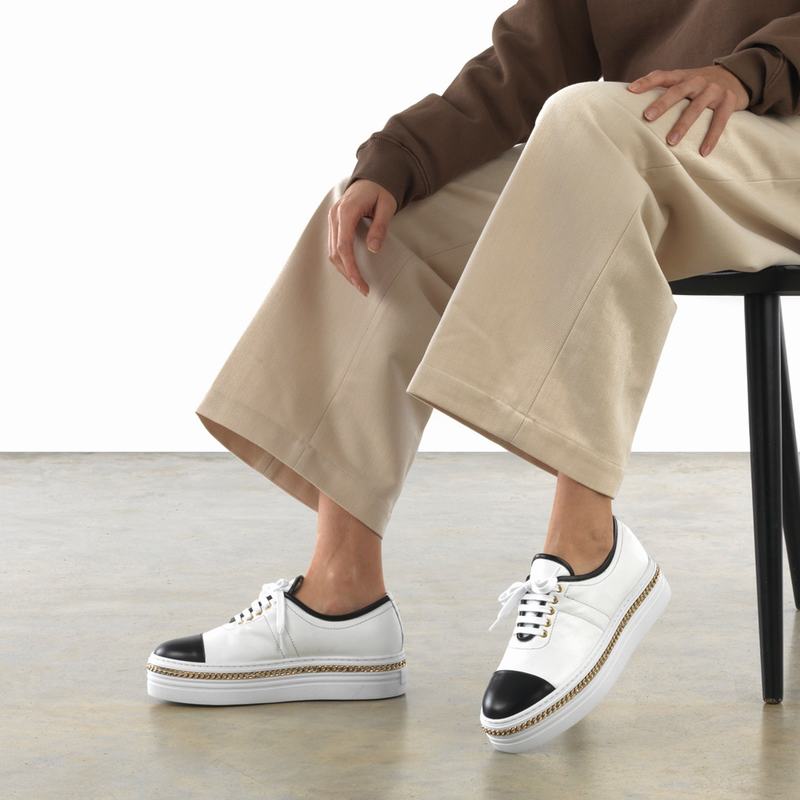 White Russell And Bromley Chainline Women's Platform Sneakers | ASB368WE