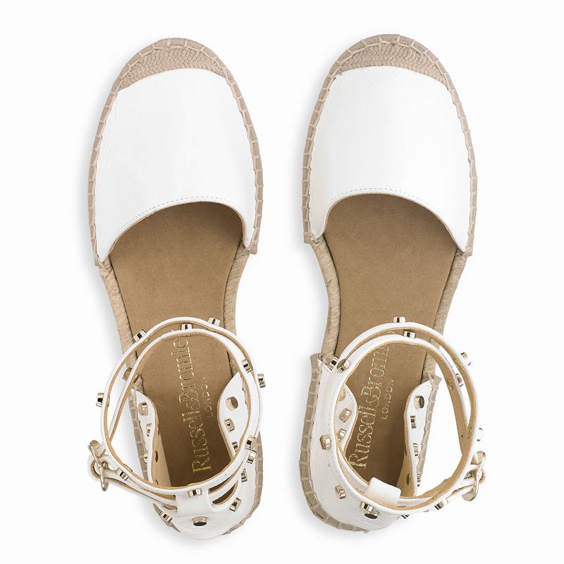 White Russell And Bromley Coin Wrap Women's Espadrilles | RKD206UW
