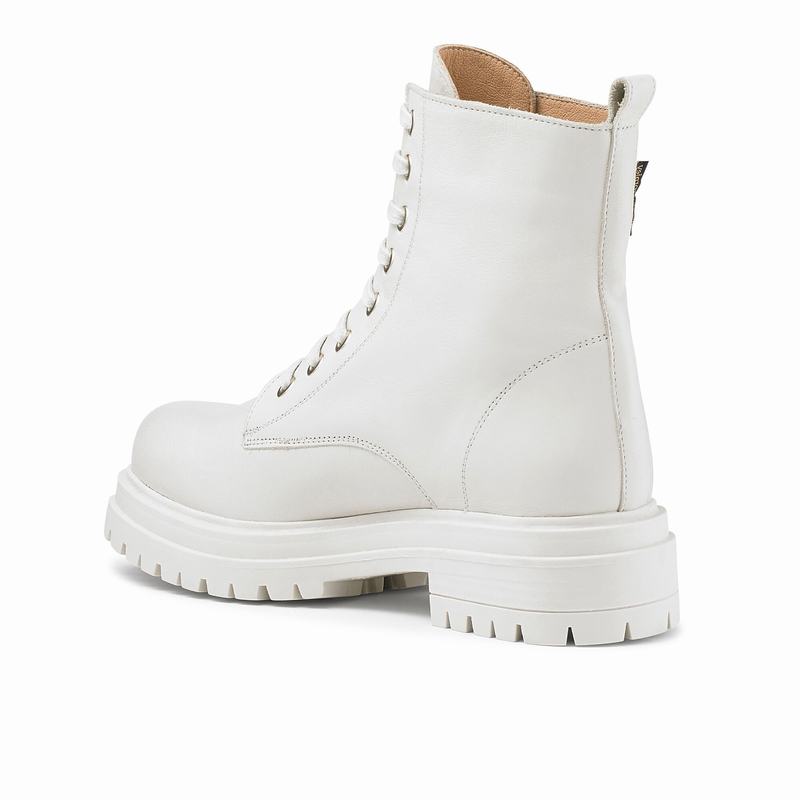 White Russell And Bromley Combat Women's Ankle Boots | KJS5631XM