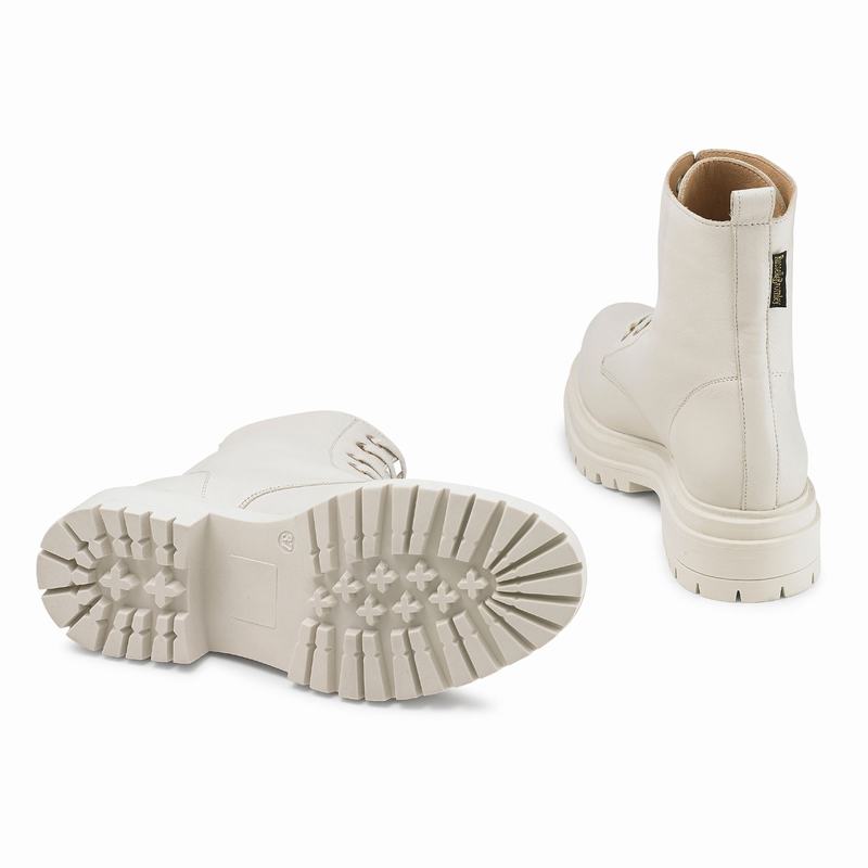 White Russell And Bromley Combat Women's Ankle Boots | KJS5631XM