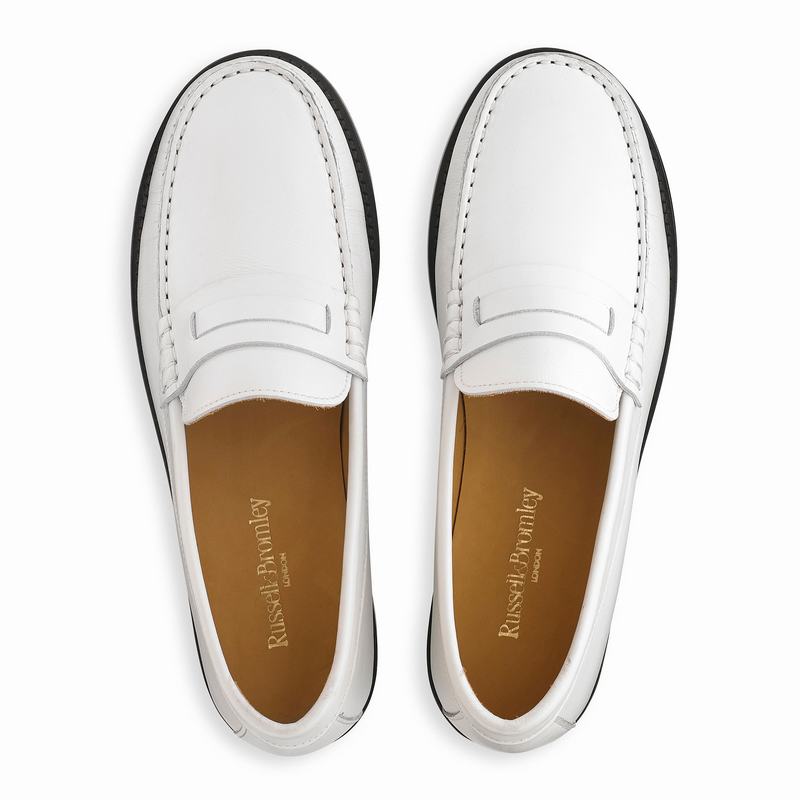 White Russell And Bromley Emily Women's Loafers | VKQ8839IL