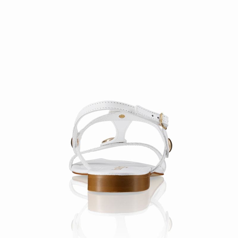 White Russell And Bromley Lauren Women's Flat Sandals | DQV4456WB