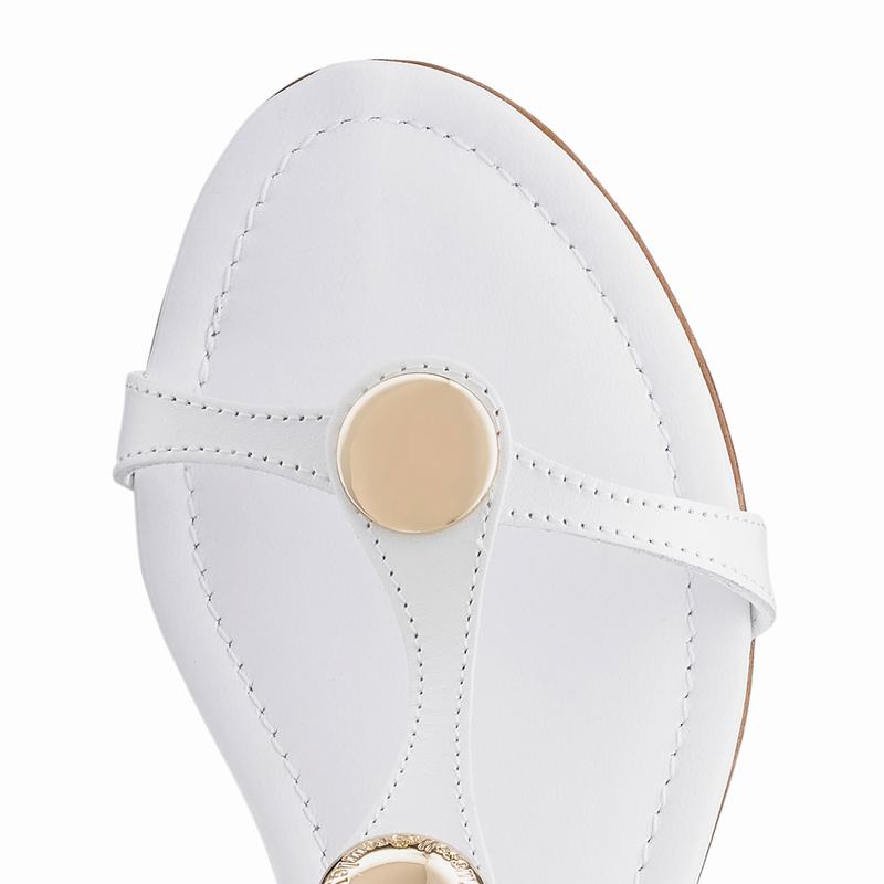 White Russell And Bromley Lauren Women's Flat Sandals | DQV4456WB