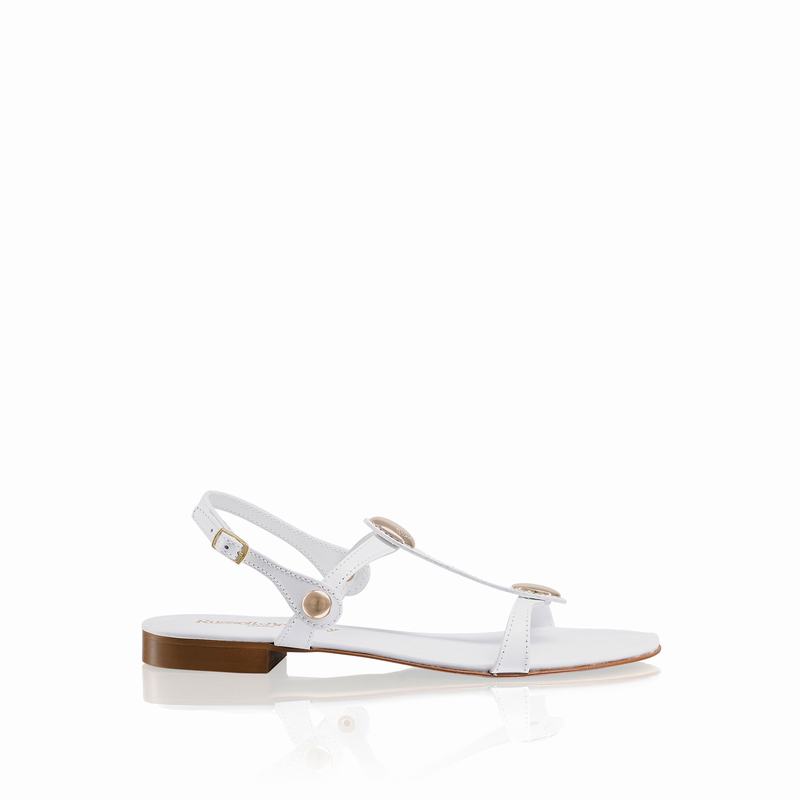 White Russell And Bromley Lauren Women\'s Flat Sandals | DQV4456WB