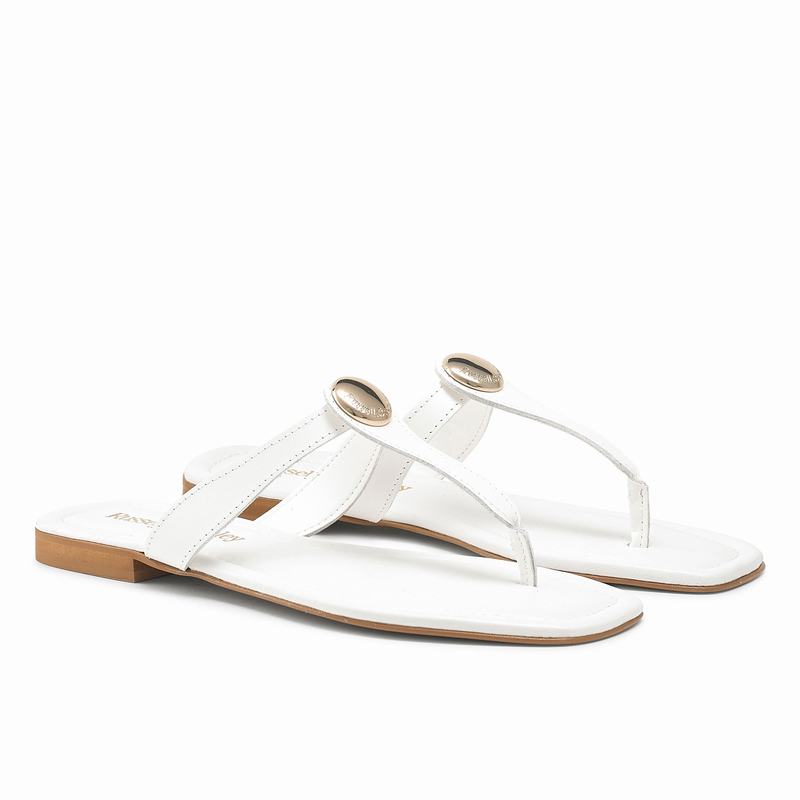 White Russell And Bromley Lauretta Women's Flat Sandals | LRE5499KX
