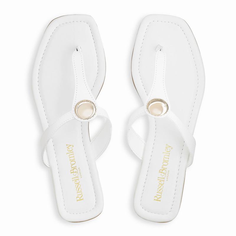 White Russell And Bromley Lauretta Women's Flat Sandals | LRE5499KX