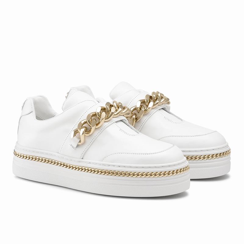 White Russell And Bromley Lockchain Women's Platform Sneakers | DQL9591KF