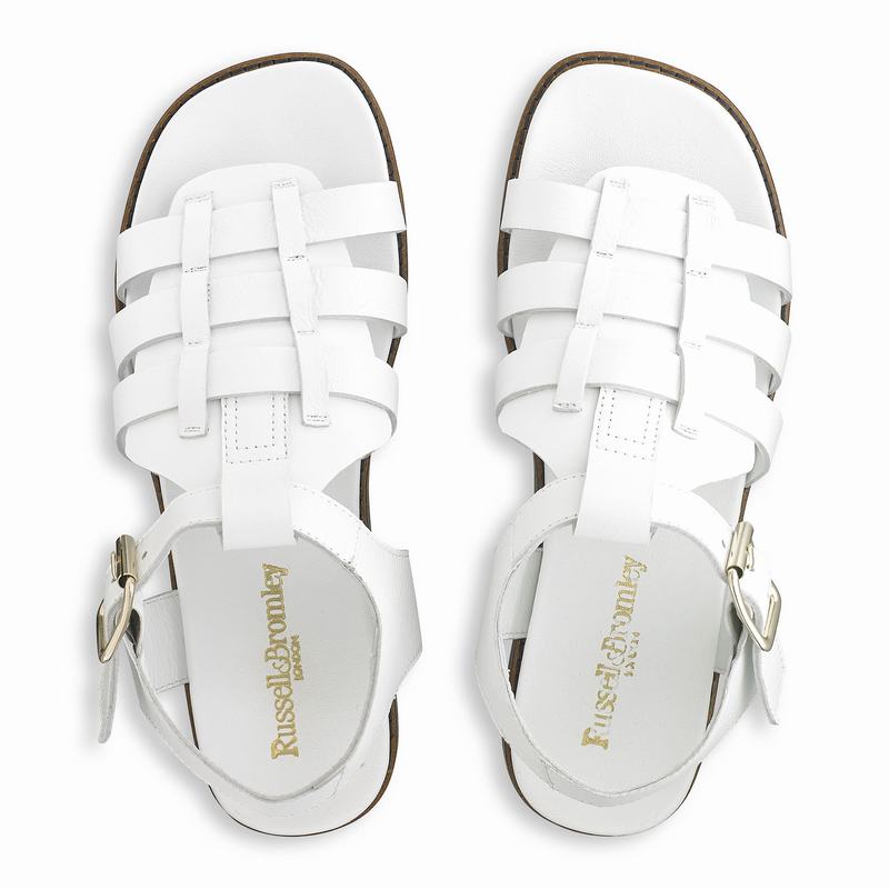 White Russell And Bromley Portland Women's Flat Sandals | SFB6226HO