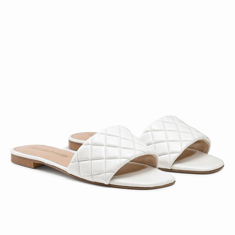White Russell And Bromley Quiltmule Women's Mules | WYX9368RM