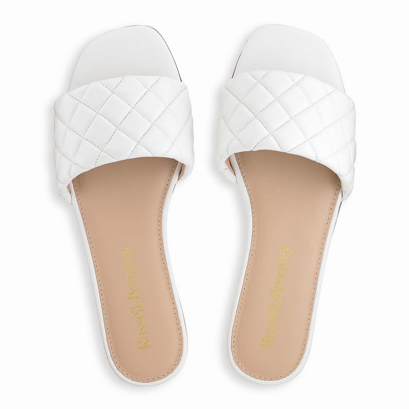 White Russell And Bromley Quiltmule Women's Mules | WYX9368RM