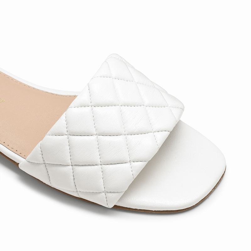 White Russell And Bromley Quiltmule Women's Mules | WYX9368RM