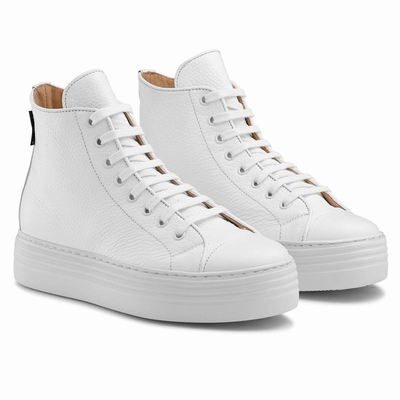 White Russell And Bromley Saturn Hi Women's High Top Sneakers | ILM666WT