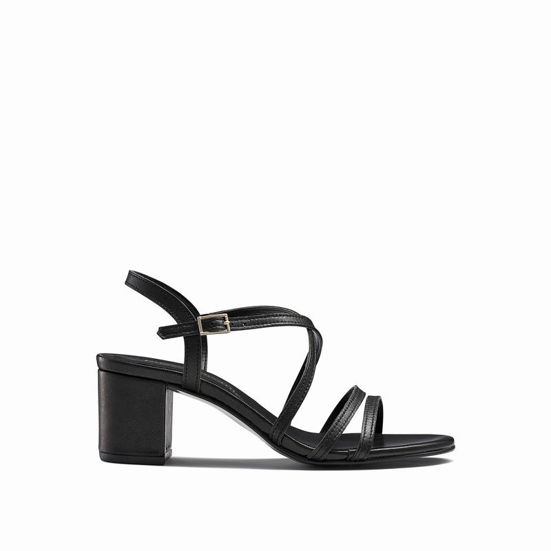 Black Russell And Bromley Barely Women's Heeled Sandals | KOD7560DO