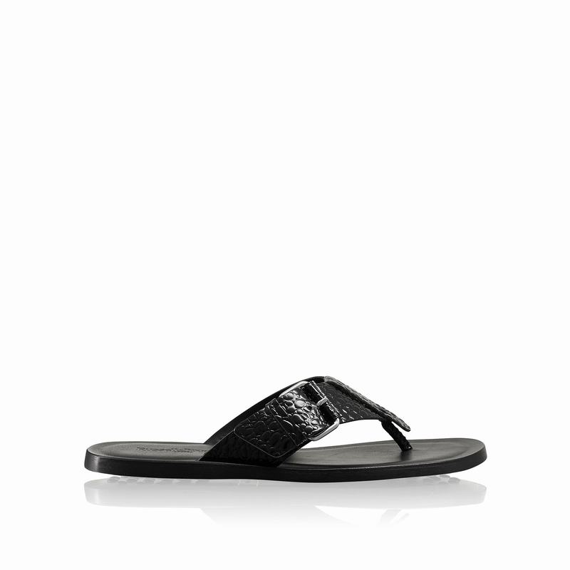 Black Russell And Bromley Buckle Up Men's Sandals | HYJ8235BG