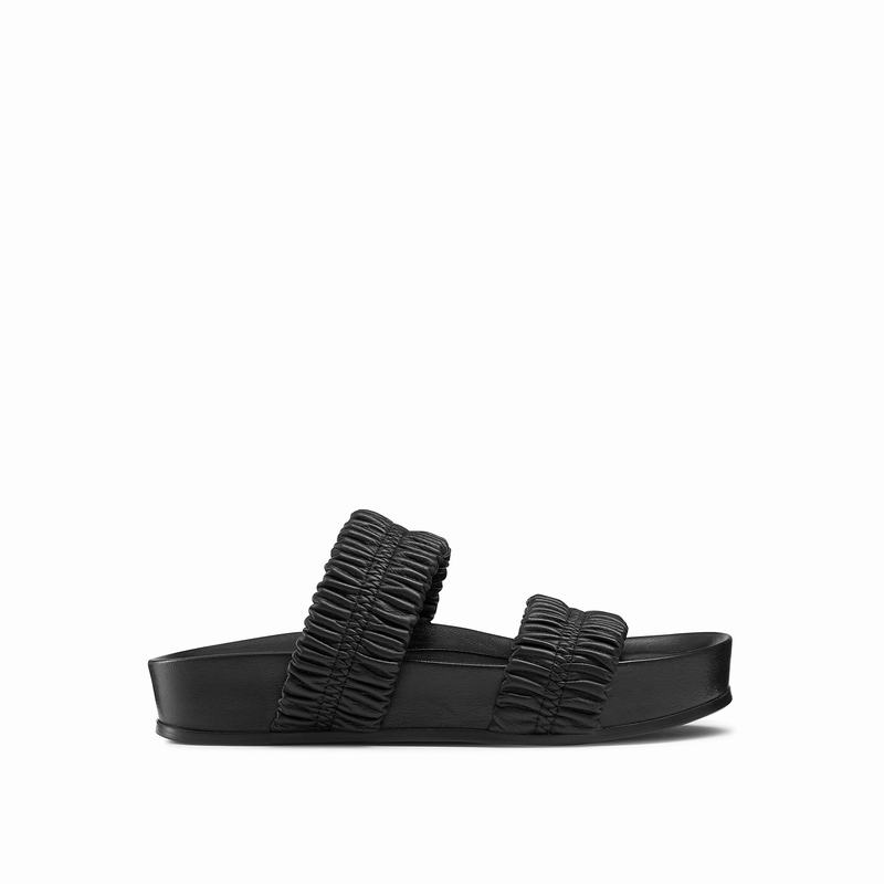 Black Russell And Bromley Busybee Women's Wedge Sandals | CRK9738RN