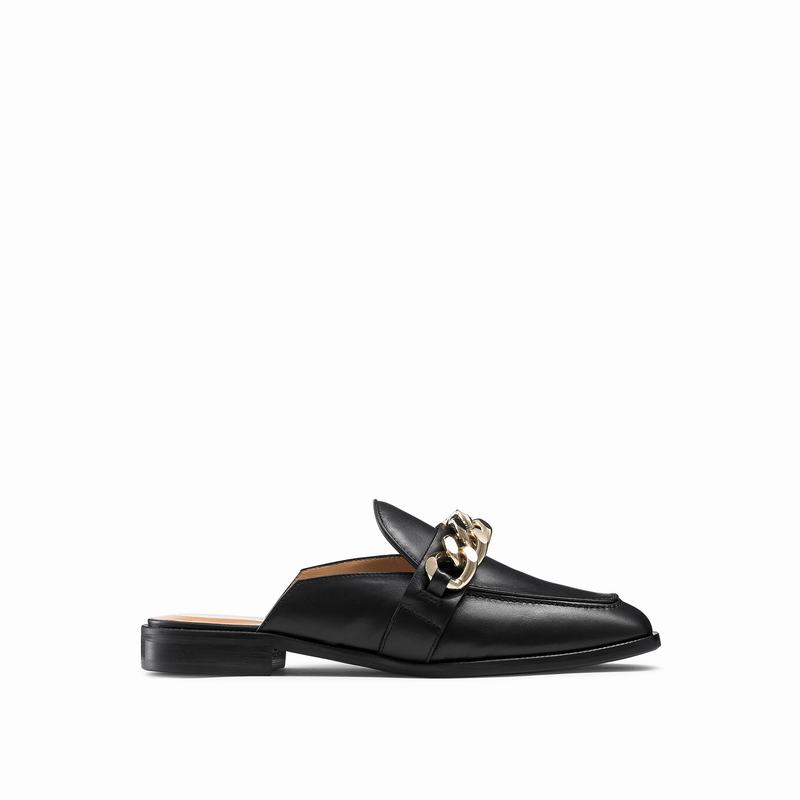 Black Russell And Bromley Chainmule Women's Loafers | ACX2761BG