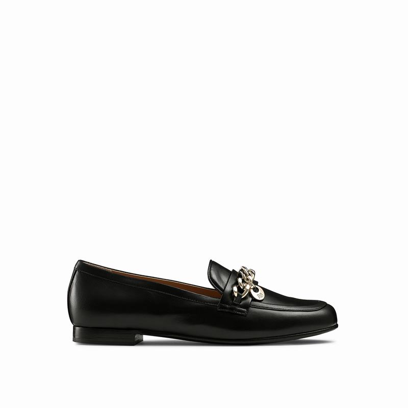 Black Russell And Bromley Chitchat Women's Loafers | QZM5239DR