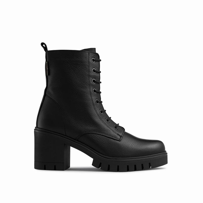 Black Russell And Bromley Combat Hi Women's Ankle Boots | NRE8416FA