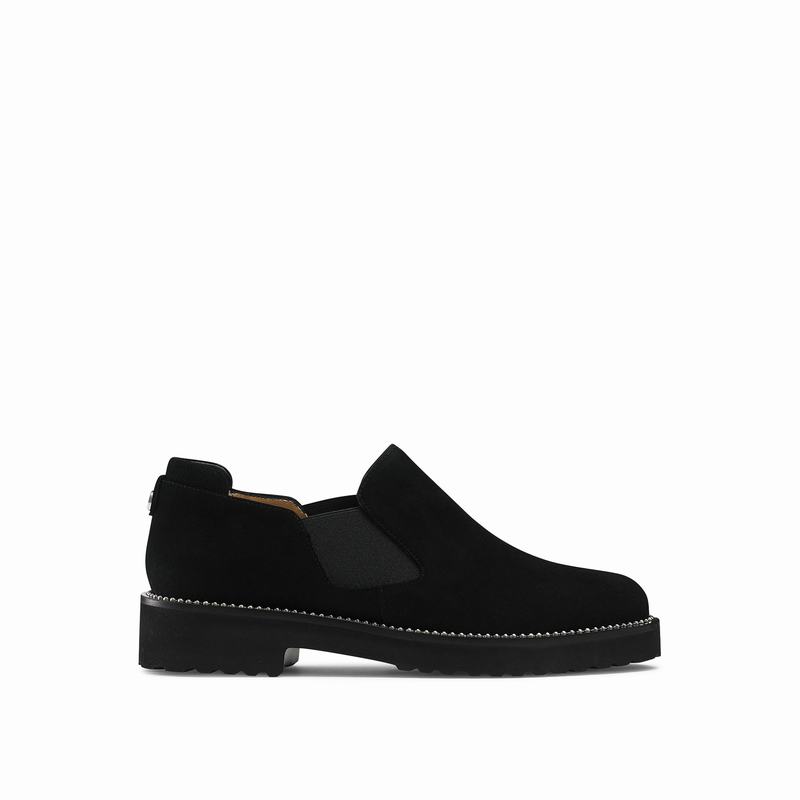 Black Russell And Bromley Grid Women's Loafers | BAJ5948GL