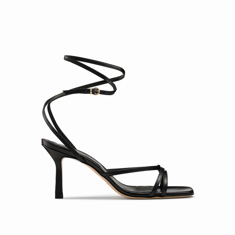Black Russell And Bromley Martini Women's Heeled Sandals | ZWZ5743CH