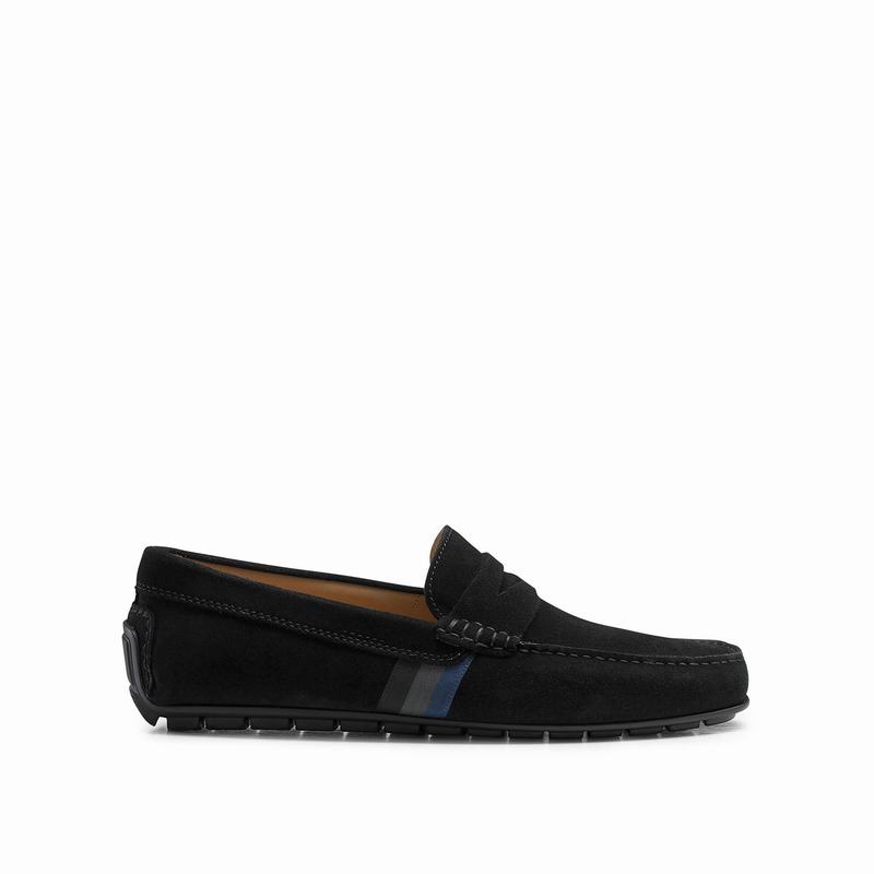 Black Russell And Bromley Soft Wear Men's Loafers | SER9632LS