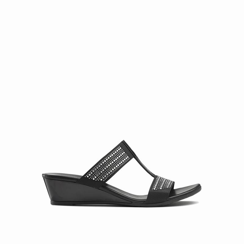 Black Russell And Bromley Stella Women's Wedge Sandals | UDV8263PL