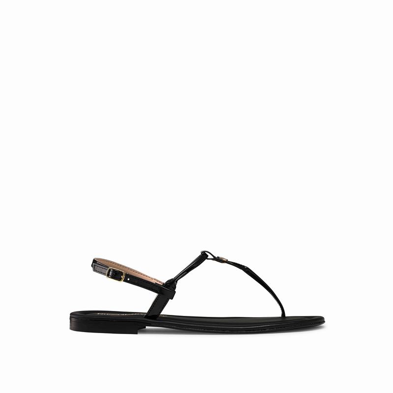 Black Russell And Bromley Thongbird Women's Flat Sandals | DGO3324CA