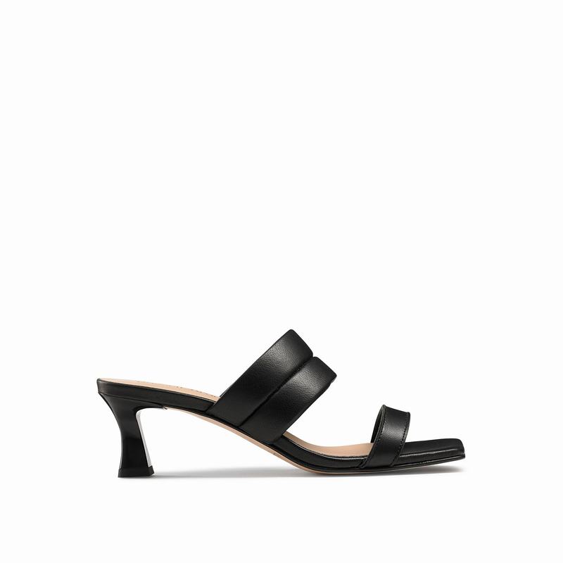 Black Russell And Bromley Two Step Women's Heeled Sandals | VAO4180NX