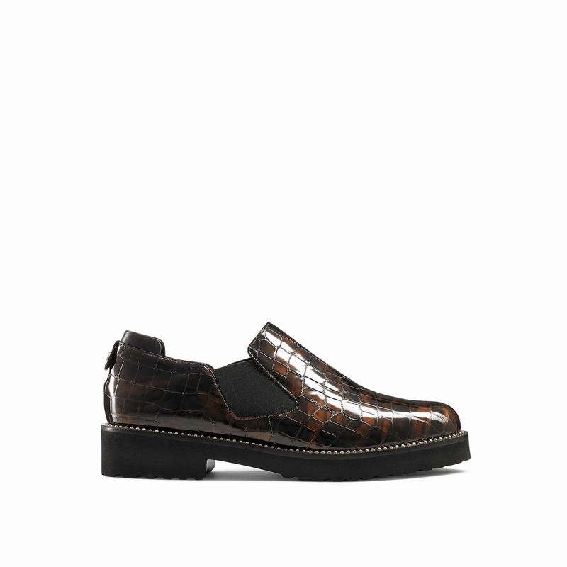 Brown Russell And Bromley Grid Women's Loafers | KAM3649OL